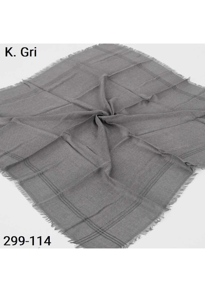 Soft İpek Sim Şeritli Balık Sırtı Pamuk Eşarp K.gri 299-114 Çok Renkli