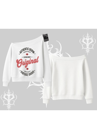 Startmore Kayık Yaka Sweatshirt Authentic Denim Original Beyaz