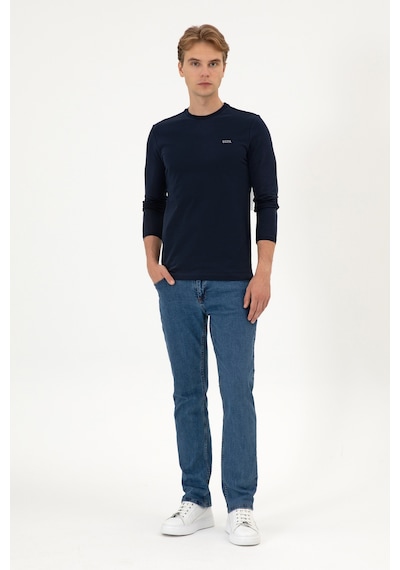 U.S. Polo Assn. Erkek Slim Fit Bisiklet Yaka Lacivert Süprem Basic Sweatshirt 50313744-VR033