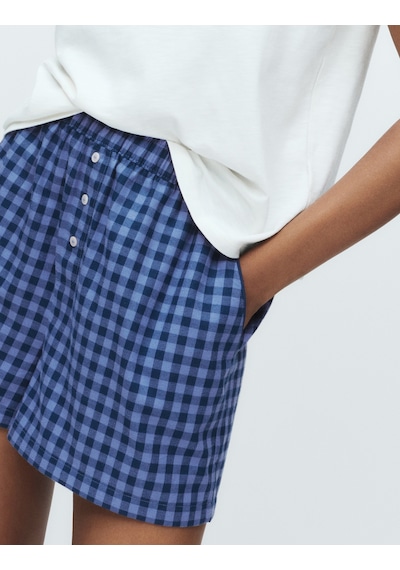 Marks & Spencer 2’li Paket Saf Pamuklu Baskılı Pijama Şortları T37003456S Mavi Mix