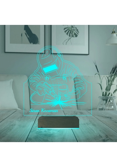 Luvivia Kaynakçı Tasarım Kişiye Özel 3d Lamba - Masa Gece Lambası Şeffaf