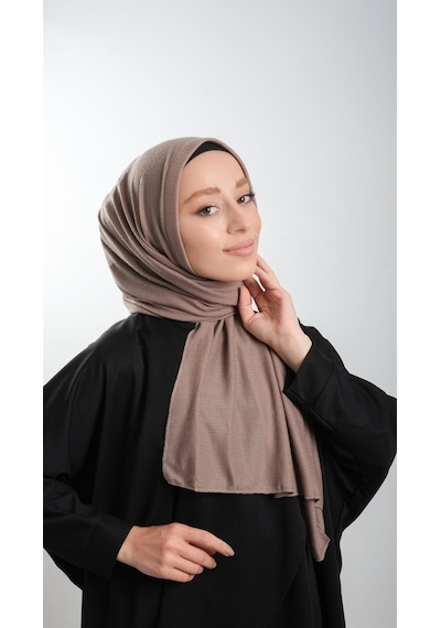 Hürrem Bone Vizon Pratik Hazır Geçmeli Tesettür Şal Örme Kumaş Sade 2118_10