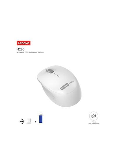N260 Sessiz Kablosuz Mouse, 1200 Dpı, 20 Metre Menzil, Otomatik Kapanma Ve Uyku Modu, Nano Usb Alıcı Wireless Silent Mouse , 870042253 Beyaz 62929301