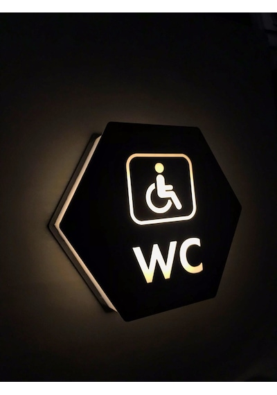 Honeycomb Serisi Işıklı Erkek&Kadın&Engelli Wc Yönlendirme Seti
