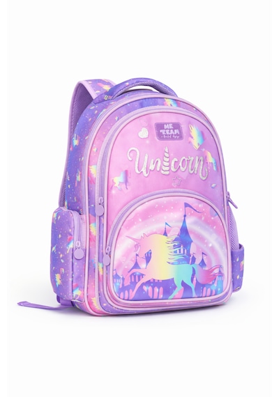 Me Team Unicorn Kız Çocuk Sırt Çantası - Çok Bölmeli Su İtici Özellikli Ergonomik Okul Çantası Lila