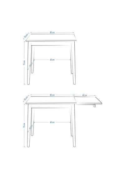 Vilinze Avanos Mdf Katlanır Ahşap Mutfak Masası - 70x80 Cm Beyaz Siyah