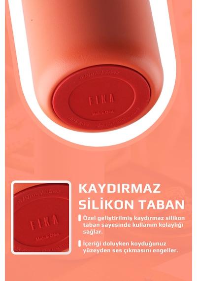 Neoflam Fika Tauko Sızdırmaz Kolay Sökülebilir Temizlenebilir Patentli Kapak Çelik Bardak Termos 470 Ml Kırmızı