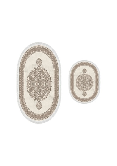 Alanur Trend Kaymaz Taban Oval Saçaklı Dijital Banyo Takımı Kahve
