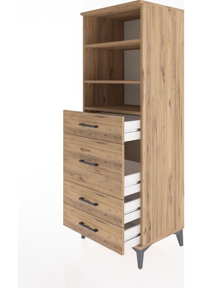 Hyperion Dolap 3 Raflı 4 Çekmeceli 60x44x163 Çam-çam Çam
