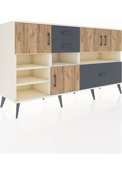 Hyperion Konsol 7 Raflı 3 Çekmeceli 4 Kapaklı 176x44x99 Aytaşı-ça Aytaşı-çam/antrasit