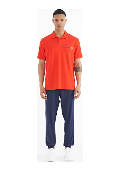 Tommylife Tommy Life Fiesta Yazı Baskılı Standart Form Polo Yaka Erkek T-shirt - 88236 Kirmizi
