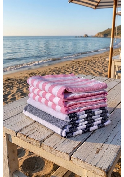 Zeynep Tekstil Stripe 2 Adet 75x150 Cm Plaj Havlusu Peştemal Havlu Renkli