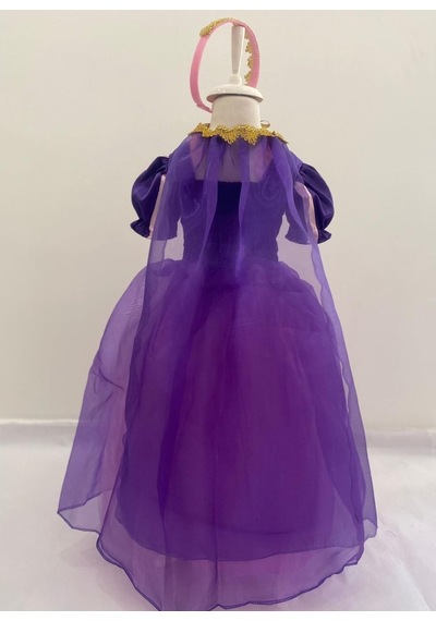 Rapunzel Uzun Kostüm 2-3 Yaş Taç, Tarlatan Ve Pelerin