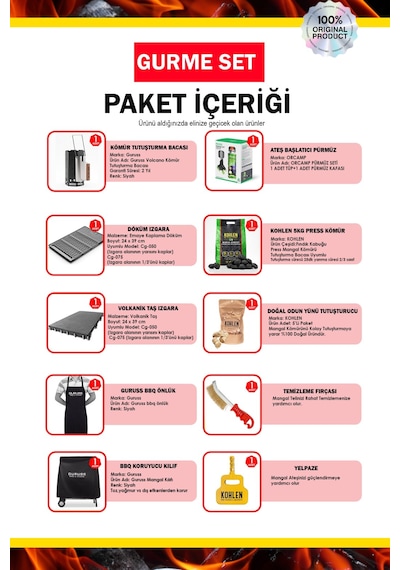 Guruss CG-075 Mangal PRO Gurme Paketi | Kullanıma Hazır SET | Kur, Yak, Keyfini Çıkar