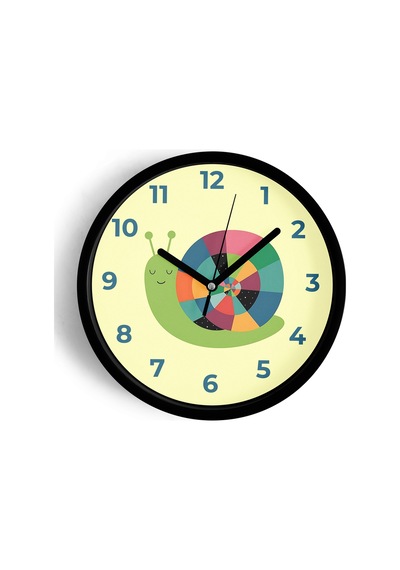 Sevimli Salyangoz Çocuk Odası Duvar Saati - 25cm - Önü Camlı Siyah Kasa - Sessiz Mekanizma-jh1005 Siyah