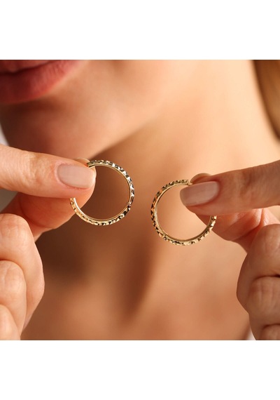 Sembol Gold Parıltılı Altın Halka Küpe 2.0 CM
