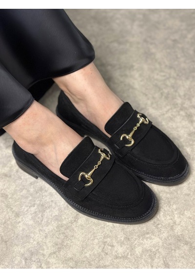 Günlük Kadın Siyah Loafer Klasik Desenli Taban Tokalı Oval Burunlu Makosen Ayakkabı 120 Siyah Süet Altın Günlük Kadın Siyah Loafer Klasik Desenli Taban Tokalı Oval Burunlu Makosen Ayakkabı 120 Siyah Süet Altın