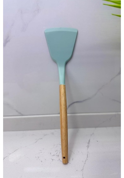 Albergio Ahşap Saplı Silikon Mutfak Seti 32 Cm Kaşık-kepçe-spatula Mint Yeşili Genel