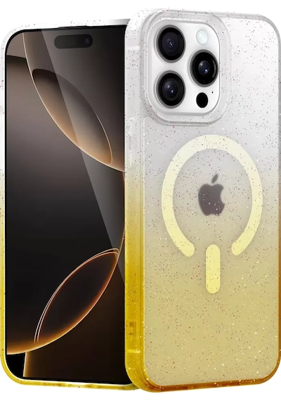 Newface Apple İphone Uyumlu 15 Pro Pummel Shiny Magsafe Kapak - Gold Altın