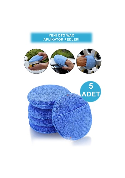 Technojet 5 Adet Mikrofiber Araba Yıkama Pasta Cila Süngeri Temizlik Eldiven Oto Wax Bakım Bezi