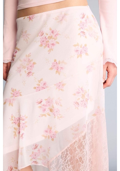 Defacto Asimetrik Floral Normal Bel Penye Astar Tül Mini Etek H0802ax26sppn74 Pembe-pn74