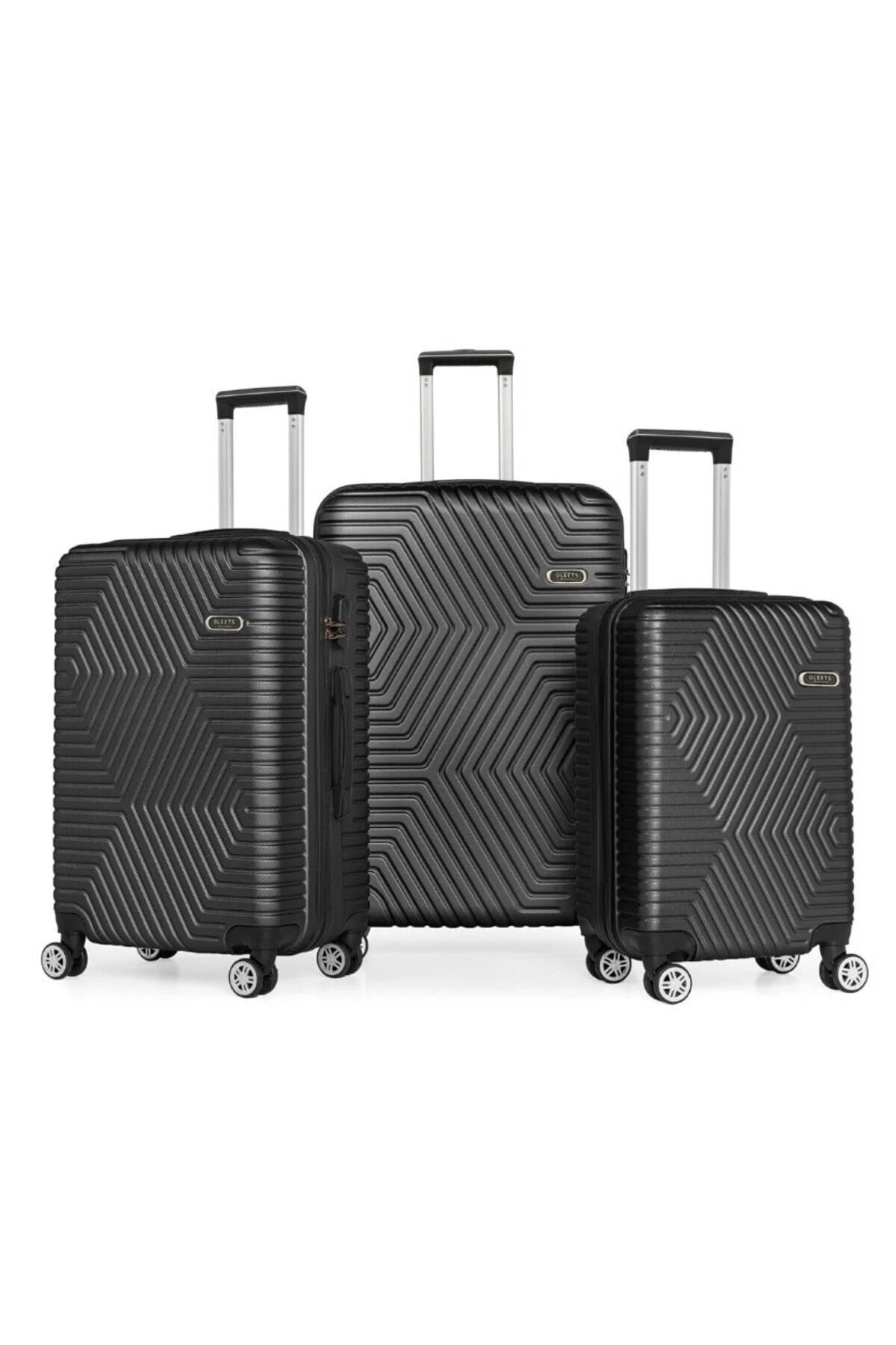 Oleets Unisex 4 Tekerli Kilitli 3'lü Set Valiz-bavul Siyah