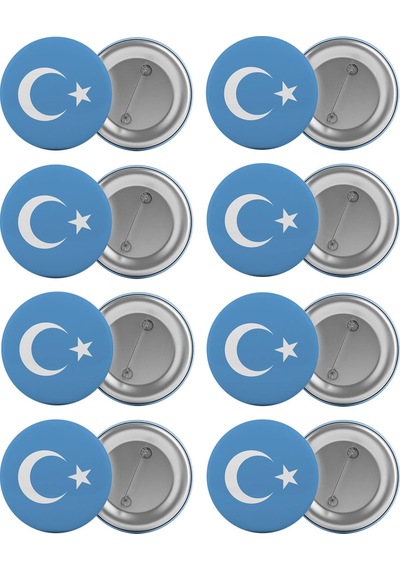 Doğu Türkistan Bayrağı Çanta Rozeti Seti 8 Adet En Büyük Boy 5.8C