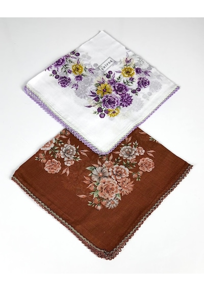 Eripek 2'li Paket Oyalı Pamuk Yazma 6594 Kiremit-beyaz
