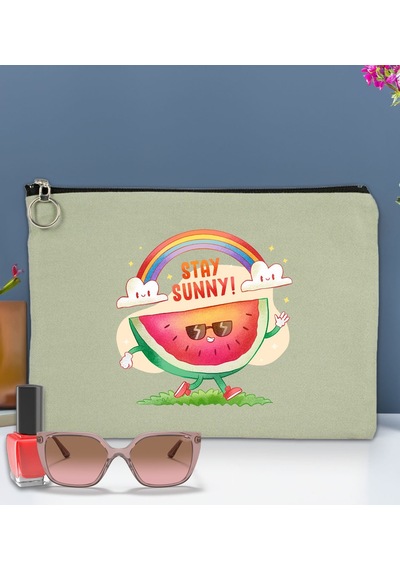 Bk Gift Yaz Temalı-7 Astarlı Mint Yeşili Portföy Çanta 30x21cm, Baskılı El Çantası, Organizer Çanta Yeşil