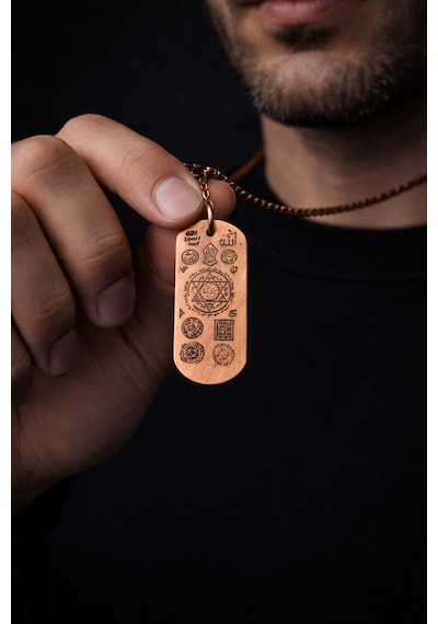 Erkek Bakır Kolye Koruma Zırh Duası Yazılı Dog Tag Model Saf Bakır Kolye Zincir Diğer
