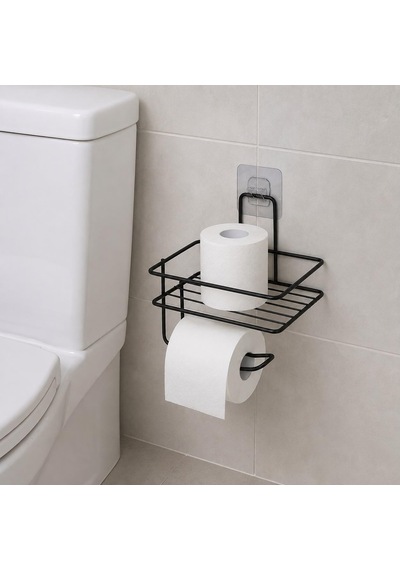 Yapışkanlı Metal Tuvalet Kağıdı Tutucu Raflı Banyo Tuvalet Kağıdı Askılığı Diğer