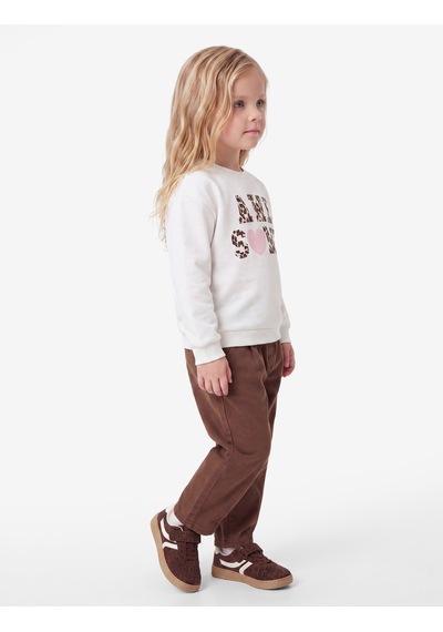Koton Baskılı Bisiklet Yaka Kısa Kollu Şardonlu Sweatshirt Ekru 7wmg10224ak