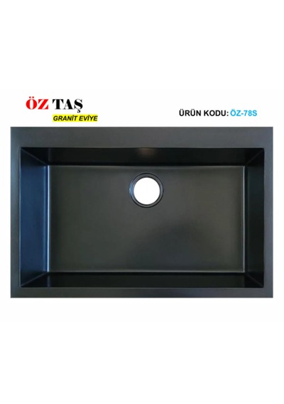Öztaş ÖZ-78s Granit Mutfak Eviye Siyah Tek Gözlü 50 x 78 CM