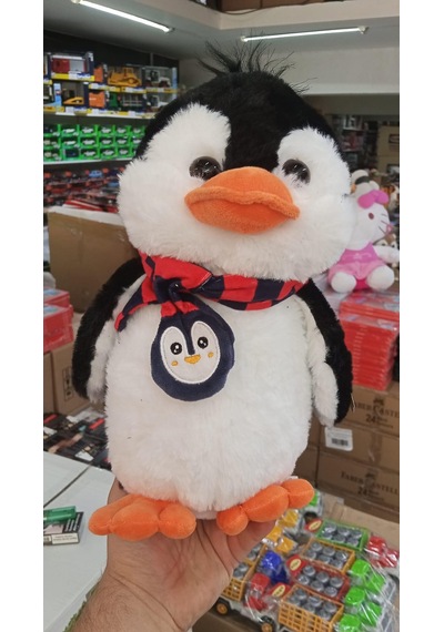Oyuncak Peluş Uyku Arkadaşlari İkili Set Parıltılı Gözlü Baykuş Ve Atkılı Penguen Herbiri 30 Cm