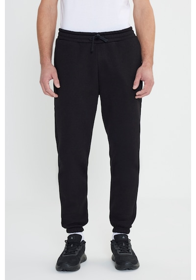 AC&Co / Altınyıldız Classics Erkek Sıyah Pamuklu Standart Fit Normal Kesim Cepli Eşofman Takımı Siyah
