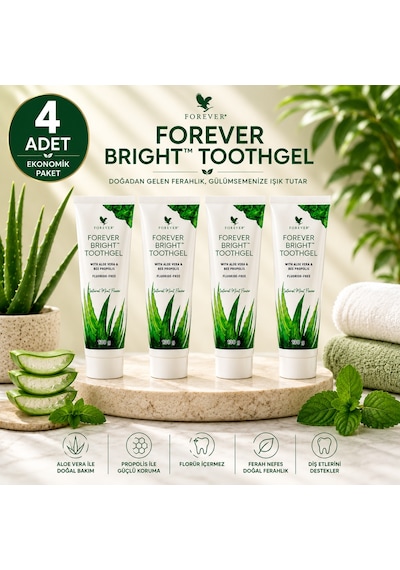 Forever Bright Aloe Vera Özlü Diş Macunu 4 x 130 G