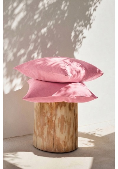 Pembe Renkli Pamuklu Ranforce Kumaş Kapaklı Yastık Kılıfı 2 Adet 50x70 Cm İndigo Mavi