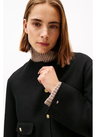 Tommy Hilfiger Çift Taraflı Yün Karışımlı Normal Kesim Kadın Ceket Ww0ww47446bds Siyah