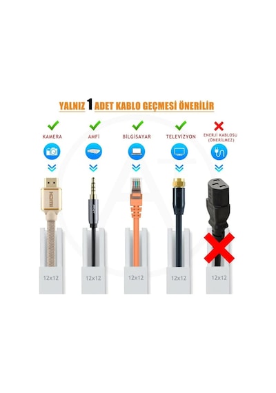 2m Kendinden Yapışkanlı 12x12mm Kablo Kanalı Kolay Montaj Temiz Görünüm Pvc Kablo Gizleyici