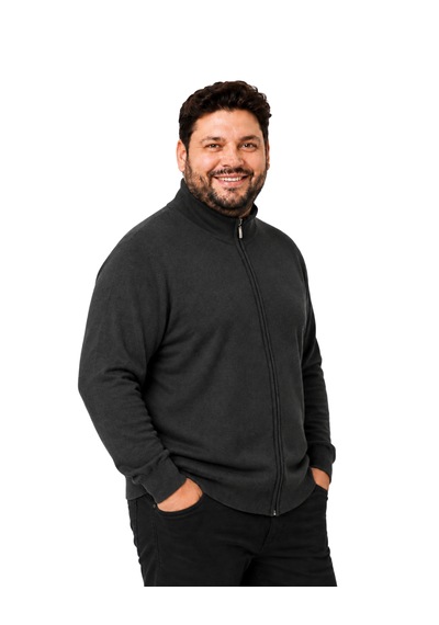 Battalmoda Erkek Büyük Beden Antrasit Fermuarlı Dik Yaka Pamuklu Hırka 3xl-4xl-5xl-6xl
