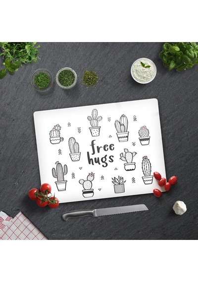 Decorita Cam Kesme Tahtası|Free Hugs|30cm x 40cm
