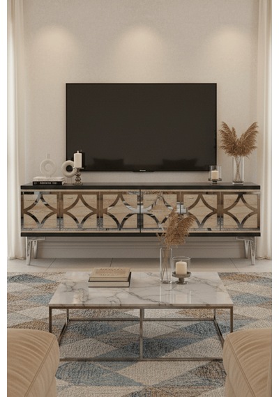 Tsa1237ats - Lemtv120 Tv Stand, Tv Sehpası Antrasit - Traverten - Sılver 120cm Tsa1237ats - Lemtv120 Tv Stand, Tv Sehpası Antrasit - Traverten - Sılver 120cm