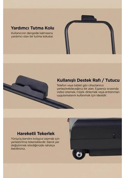 Delux Serisi Torima Koşu Bandı Vep1002 Siyah Aktif Yaşam Yürüyüş Ev Sporu Aleti