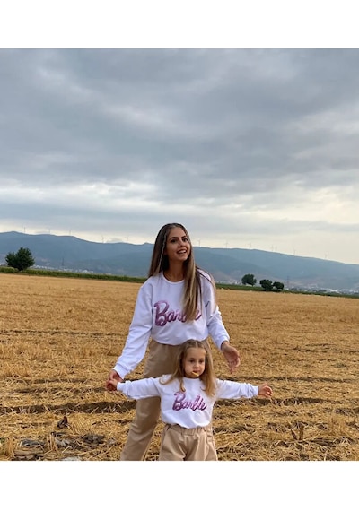 Stella Butik Anne Kız Barbie Eşofman Takımı Tek Takım Beyaz