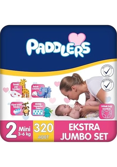 Bebek Bezi 2 Numara Mini 3-6 Kg 320 Adet Ekstra Set