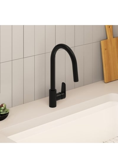 Mat Siyah V-bright Kaplamalı Eviye Bataryası Modern Tasarım Açık Gri