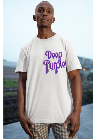 Sevbano Deep Purple Rock Metal Müzik Grubu Sırt Baskılı Unisex Oversize T Beyaz