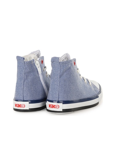 Kiko Kids Tinna Bağcıklı Erkek Çocuk Boğazlı Keten Spor Ayakkabı Kot Mavi
