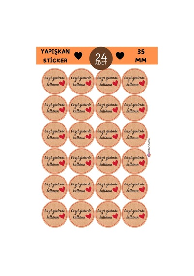24 Adet - Güzel Günlerde Kullanın Bohem Kraft Sticker - Paketleme Sticker - Kraft Görünümlü Sticker Çok Renkli