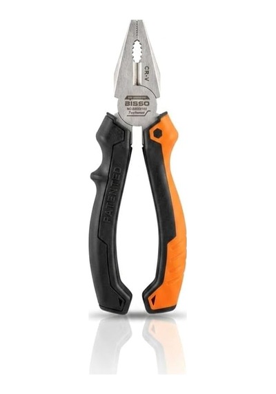 Bısso Profesyonel Kombine Pense 180mm / 7 - Birinci Kalite Cr-v Çelik, Usta Ve Tamirat Tipi Güçlendirilmiş Tel Kesici Ve Tutucu Pense, Ergonomik İzoleli Kaymaz Sap